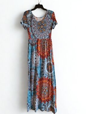 Bohemian Sunburst Maxi Dress Women's Size Medium